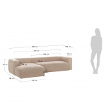 Kave Home 4-zitsbank Blok Beige Ecru Chaise Longue Links 330cm