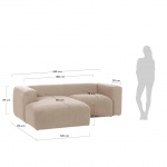 Kave Home 2-zitsbank Blok Beige Ecru Chaise Longue Links 240cm