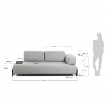 Kave Home 3-zitsbank Compo Beige Klein Dienblad 232cm