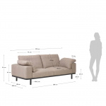 Kave Home 3-zitsbank Noa Beige Kussens met Donkere Poten 230cm