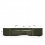 Kave Home Hoekbank Blok 3-zits Dik Groen Ribstof 290x230cm