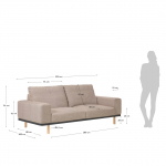 Kave Home 3-zitsbank Noa Beige Poten Naturel Finish 230cm