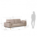 Kave Home 3-zitsbank Noa Beige Kussens Naturel Finish 230cm