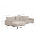 Kave Home 3-zitsbank Galene Beige Links Chaise Longue 254cm