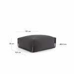 Kave Home Poef Square Donkergrijs en Zwart 101x101cm