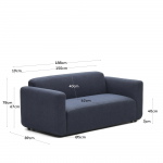 Kave Home 2-Zitsbank Neom Modulair Blauw 188cm