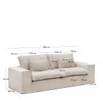 Kave Home 3-zitsbank Anarela Beige Linnen 280cm