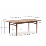 Kave Home Uitschuifbare Tafel Elan Notenfineer 200 (260)x100cm.