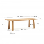 Kave Home Tafel Uitschuifbare Arlen Eikenhout Naturel 200 (250)x95cm