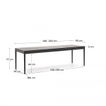 Kave Home Uitschuifbare Tafel Lenon Eikenfineer Zwart 160(240)x90cm