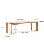 Kave Home Uitschuifbare Tafel Jondal Massief Eikenhout 200-280cm