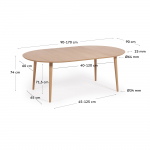 Kave Home Ronde Uitschuifbare Tafel Oqui Naturel Ø90-170cm