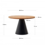 Kave Home Ronde Tafel Wilshire Massief Acaciahout Zwart Ø120cm