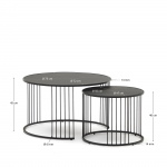 Kave Home Salontafel Hadar Set van 2 Glas Ø75cm / Ø45cm