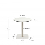 Kave Home Buitentafel Dina Rond Hoog Wit Gelakt Metaal 68x73cm