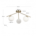 Kave Home Plafondlamp Mahala Stalen Messing en Drie Matglazen Bollen