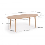 Kave Home Eettafel Oqui Ovaal Naturel Uitschuifbaar 120-200cm