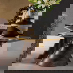 Kare Design Bijzettafel Cono Keramiek Wit/Bruin Ø50cm