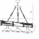 Hanglamp Kütük 3-Lichts Walnoot/Zwart