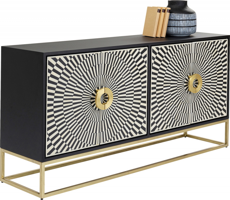 Kare Design Dressoir Electro Zwart/Wit 160cm