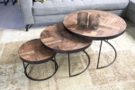 Livingfurn Salontafel Set van 3 Accent Teakhout Rond