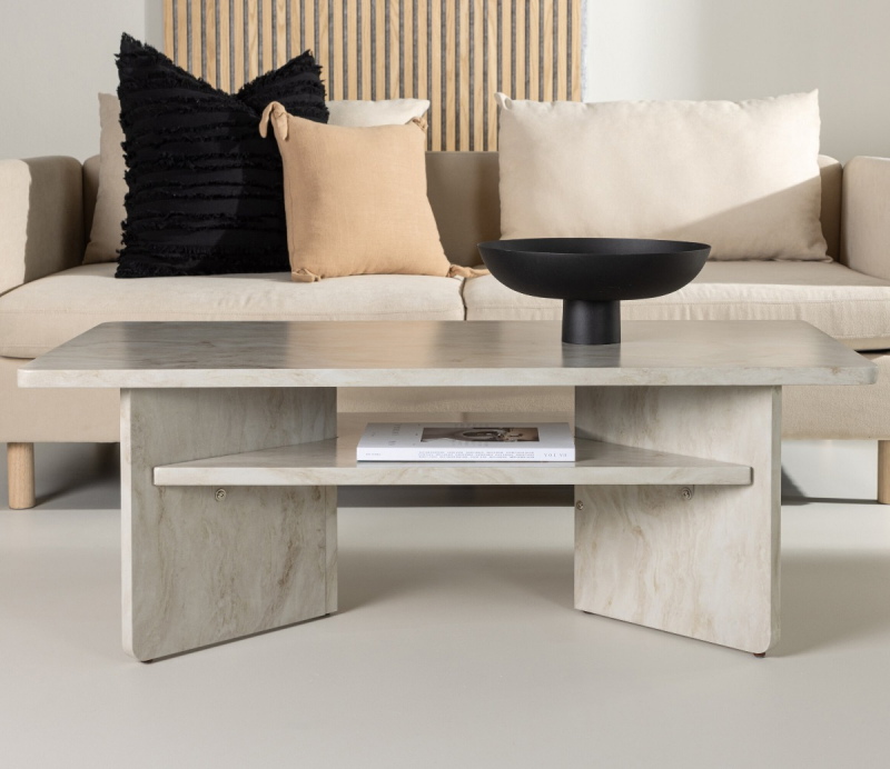 Fjôrd Salontafel Ålesund 120x60 Marmerlook Beige