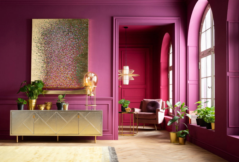 Kare Design Schilderij Flower Boat Goud/Roze 120x160cm