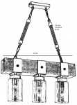 Hanglamp Simona 3-Lichts Walnoot/Zwart