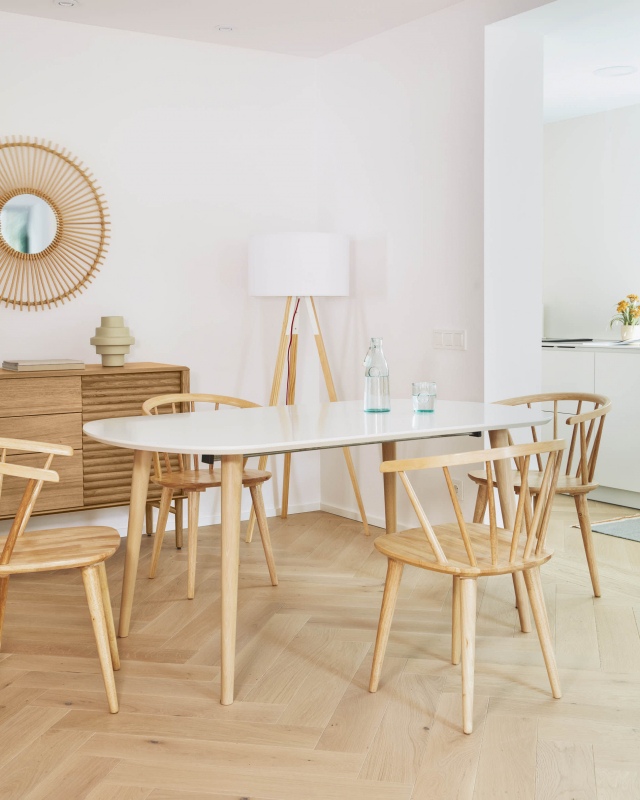 Kave Home Ovale Uitschuifbare Tafel Oqui Wit 160-260cm