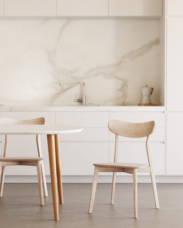 Kave Home Stoel Safina Eikenfineer en Massief Rubberhout Naturel