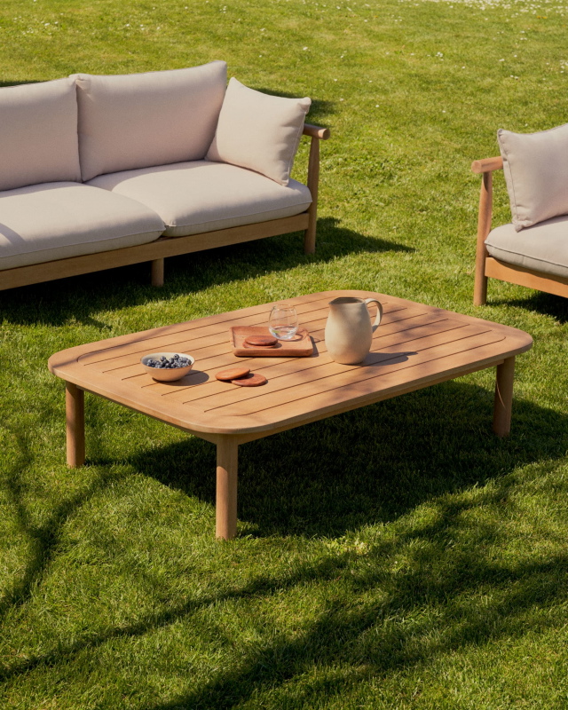 Kave Home Salontafel Sacova Outdoor Massief Eucalyptushout 140x89cm