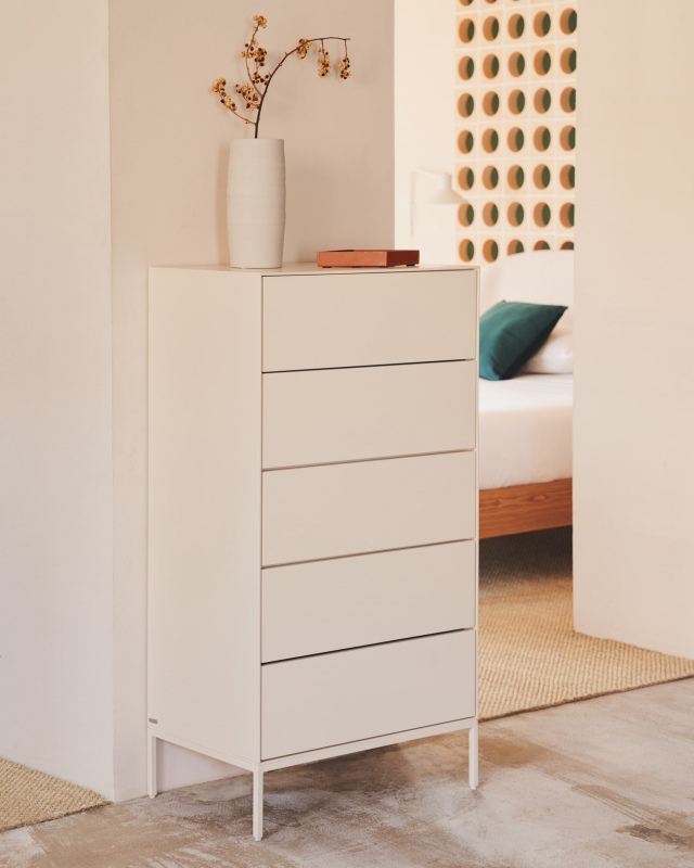 Kave Home Ladekast Vedrana 5 Laden Wit 60x114cm