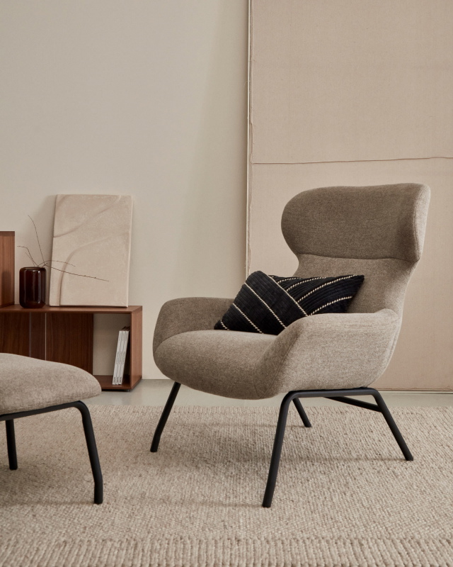 Kave Home Fauteuil Belina Lichtbruin Chenille