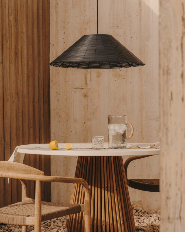 Kave Home Lampenkap Saranella Voor Plafondlamp Zwart Rotan Ø70cm
