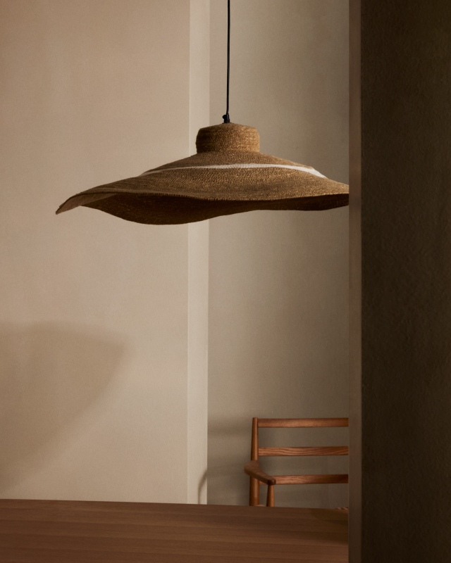 Kave Home Plafondlamp Albenya Naturel Katoen Ø90cm