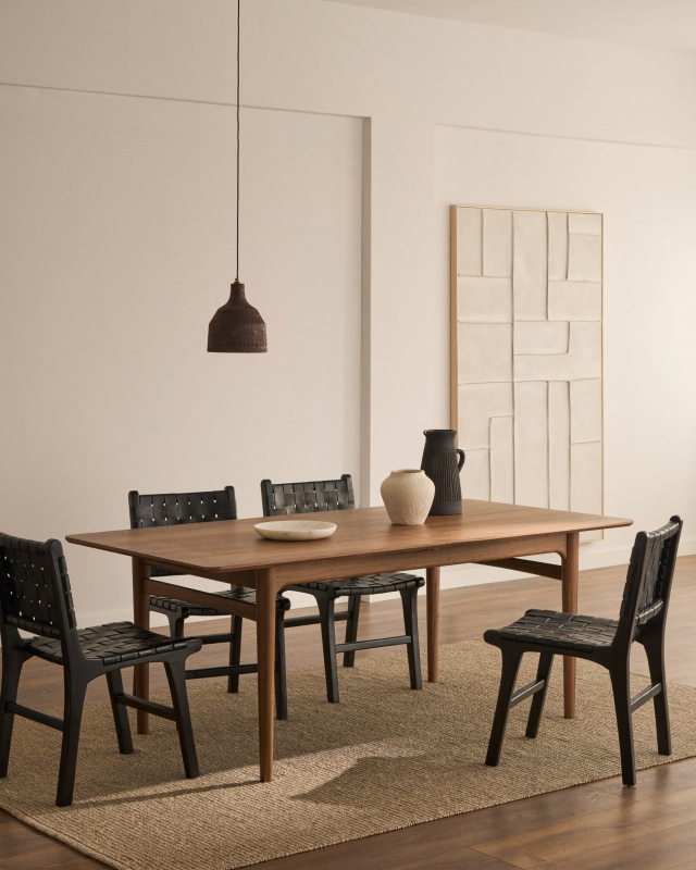 Kave Home Uitschuifbare Tafel Elan Notenfineer 200 (260)x100cm.