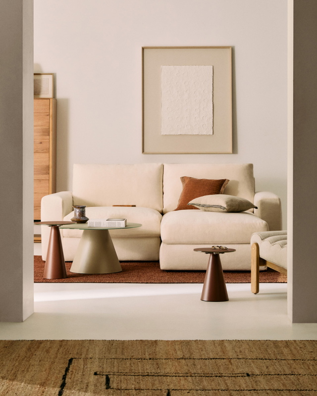 Kave Home Chaise Longue Bank Alea Chenille Ecru 3-Zits Rechts