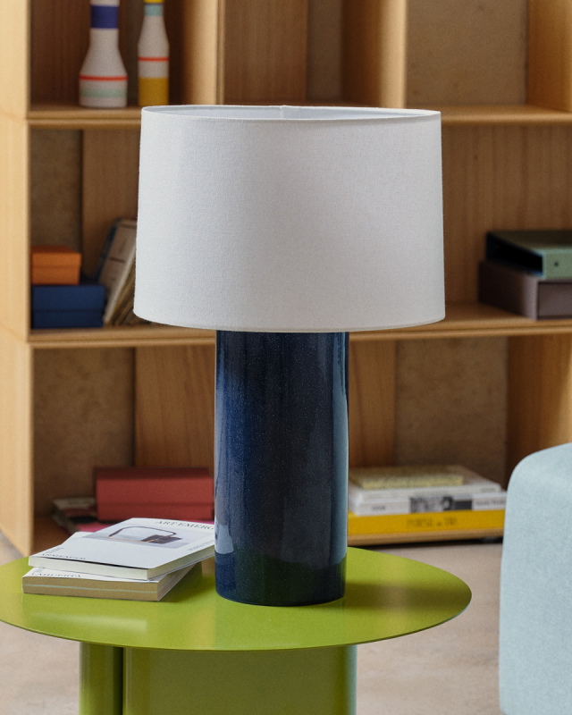 Kave Home Tafellamp Toneric Donkerblauw/Beige Ø33cm