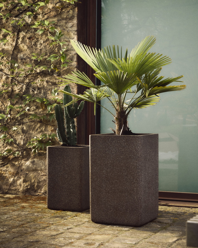 Kave Home Bloempot Minoa Hoog Bruin Set van 2