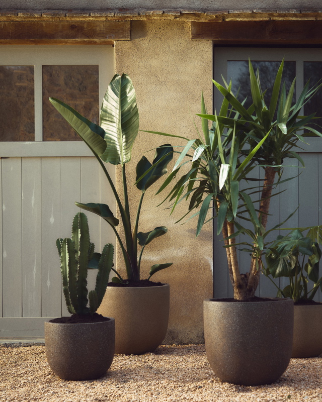 Kave Home Bloempot Selvi Donkerbruin Set van 2