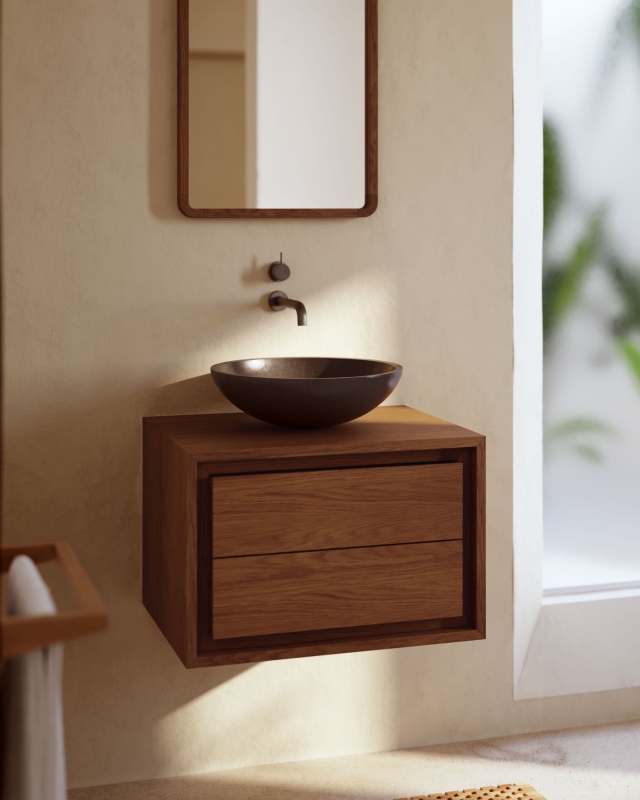 Kave Home Badkamermeubel Kenta Massief Teakhout Walnoot 60x45cm