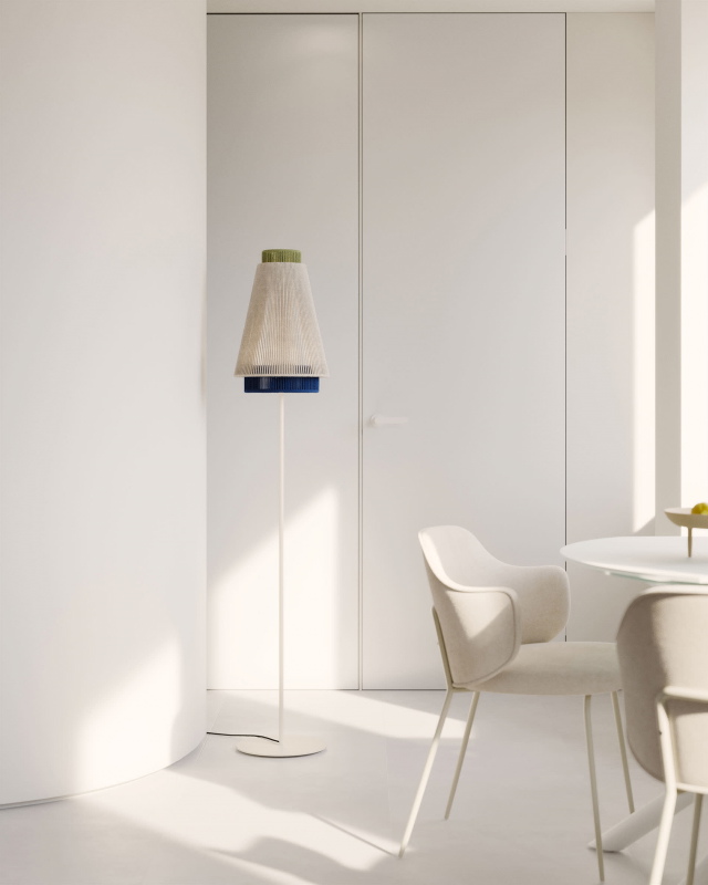 Kave Home Staande Lamp Yuvia Katoen Beige/Blauw