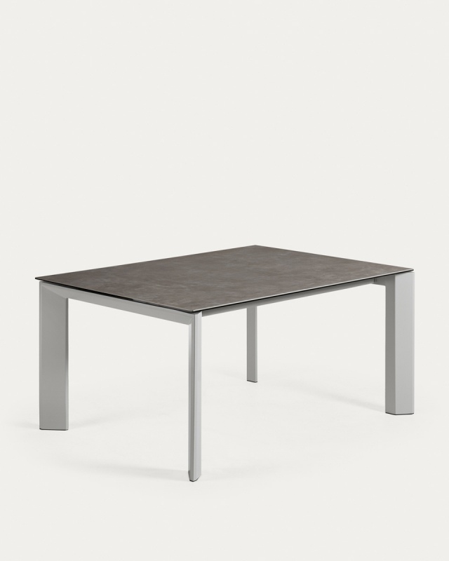 Kave Home Uitschuifbare Keramische Tafel Axis Grijze Stalen Poten 160-220cm