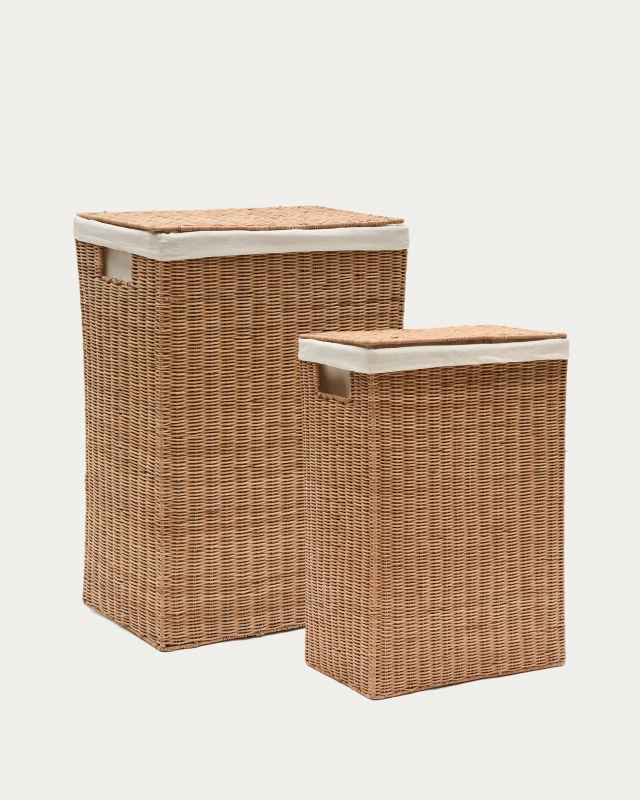 Kave Home Mand Indali Rotan Set Van 2 43x27cm/50x32cm