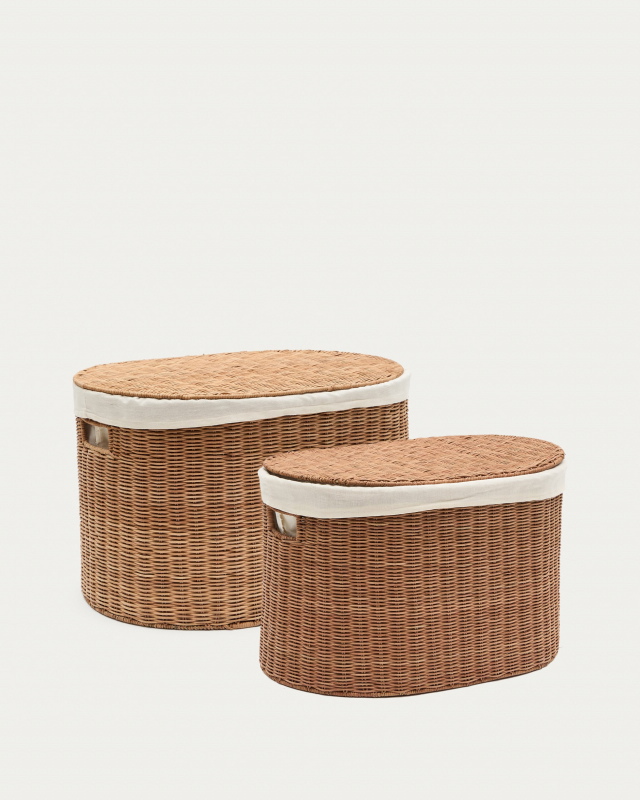 Kave Home Mand Indali Rotan Set Van 2 Ø50cm/Ø55cm