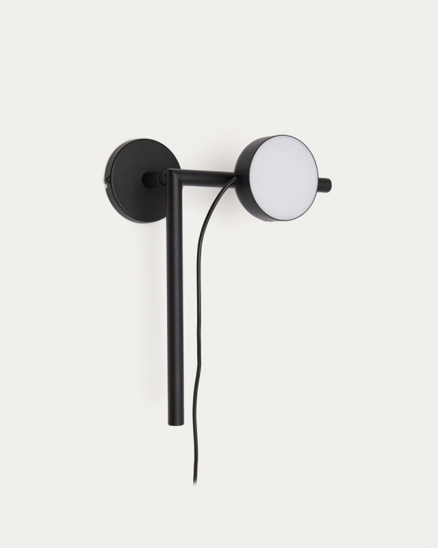 Kave Home Wandlamp Orey Zwart met Verplaatsbare Spot