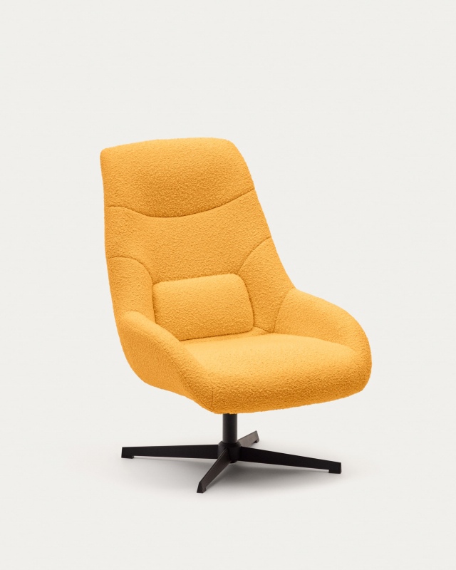 Kave Home Draaistoel Celida Mosterdkleurig Bouclé
