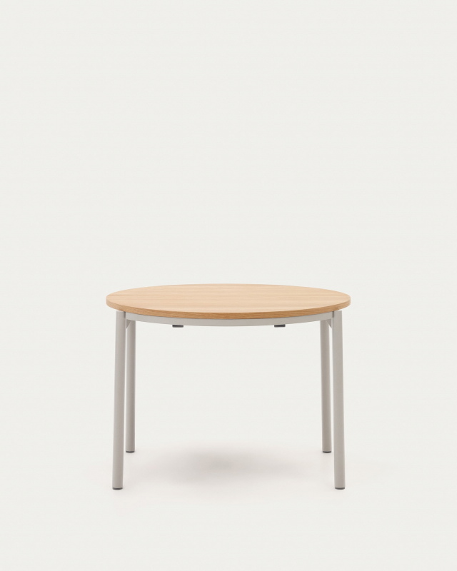 Kave Home Uitschuifbare Ronde Tafel Montuiri Eikenfineer Grijs Ø90(130)cm