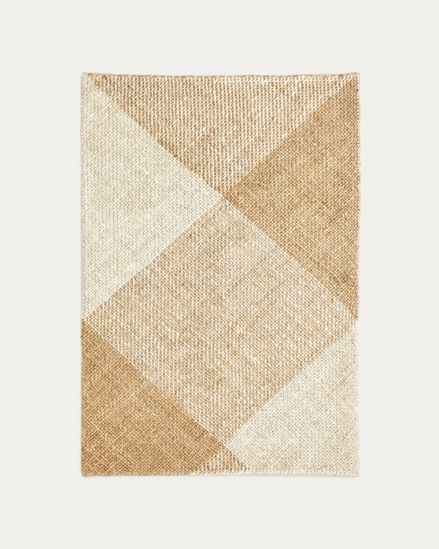 Kave Home Vloerkleed Maelan Geruit Naturel Jute en Katoen 160x230cm