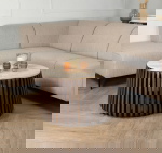 Salontafel Elisa Bruin Met Travertin Rond 70cm - Giga Meubel